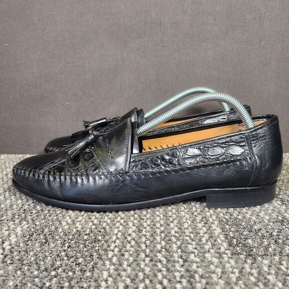 Sandro Moscoloni Tassel Loafers Men Sz 10.5 AA Narrow Genuine Crocodile Leather main image 7